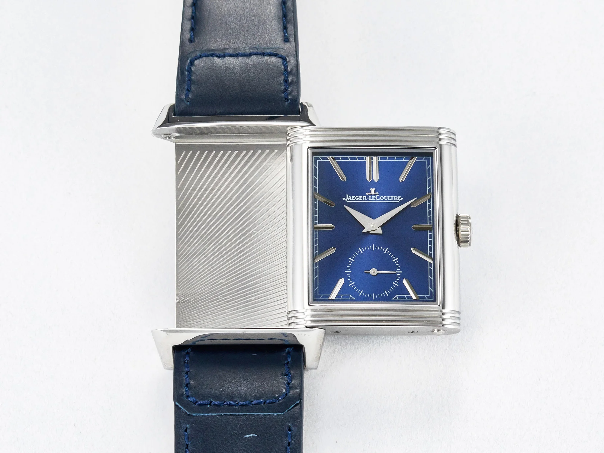 Reverso Tribute Duoface Small Seconds SS MGF Best Edition Blue Dial on Blue Leather Strap A854A