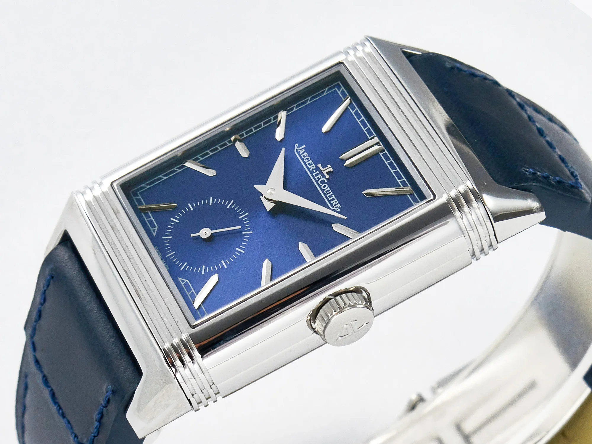 Reverso Tribute Duoface Small Seconds SS MGF Best Edition Blue Dial on Blue Leather Strap A854A