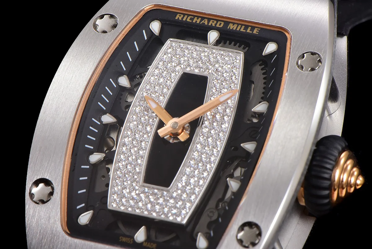 RM 007 Automatic Ladies in Steel on Black Rubber Strap