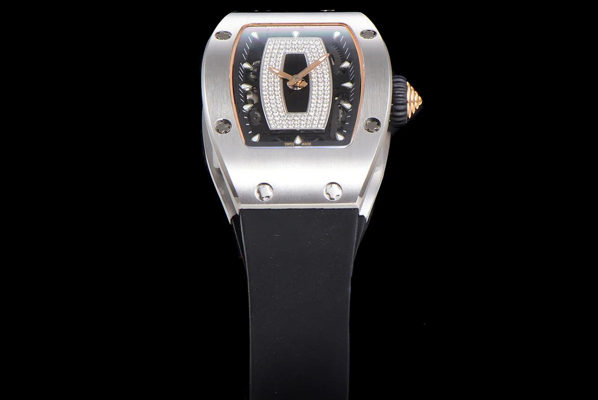RM 007 Automatic Ladies in Steel on Black Rubber Strap