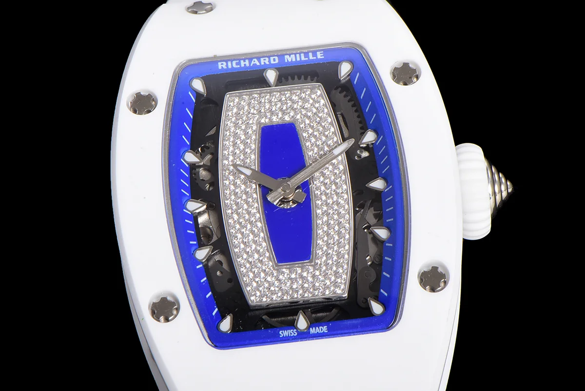 RM 007 Automatic Ladies White Ceramic Blue