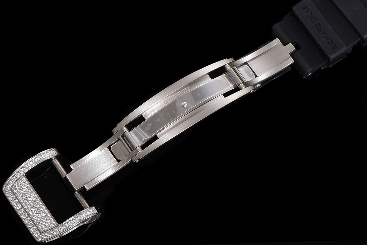 RM 007 Automatic Ladies with Diamond Bezel in Steel on Black Rubber Strap