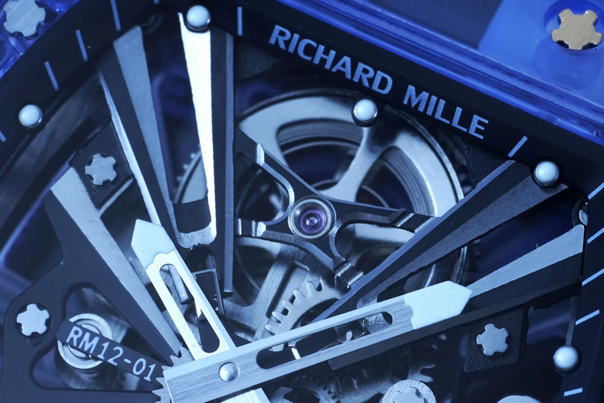 RM 012-01 Tourbillon Blue Sapphire on Transparent Rubber Strap