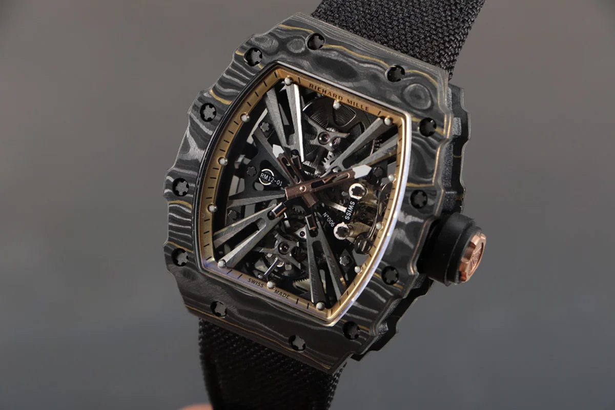 RM 012-01 Tourbillon NTPT Carbon on Black Nylon Strap