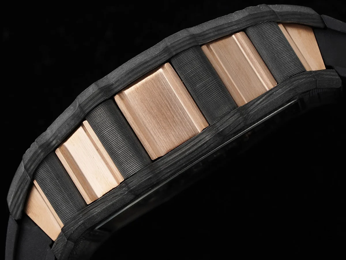 RM 021-01 Tourbillon Aerodyne in Rose Gold on Black Rubber Strap
