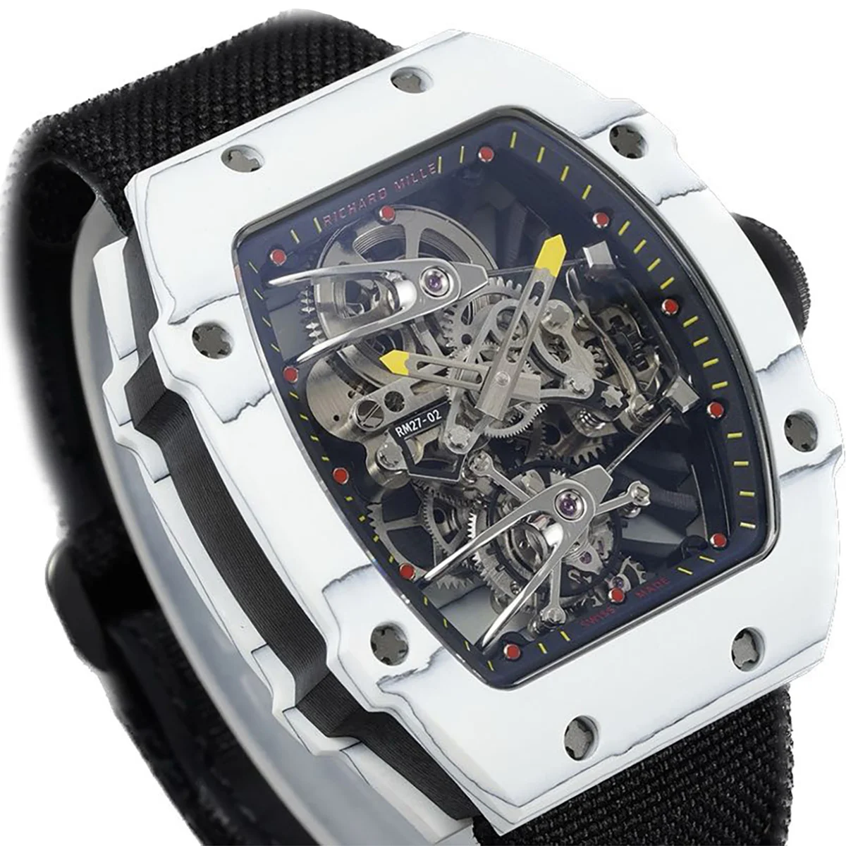 RM 027-02 Tourbillon Rafael Nadal White NTPT on Black Nylon Strap