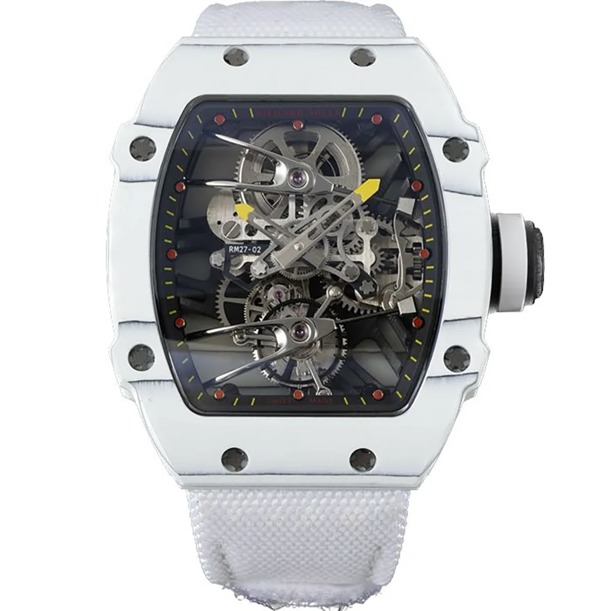 RM 027-02 Tourbillon Rafael Nadal White NTPT on White Nylon Strap