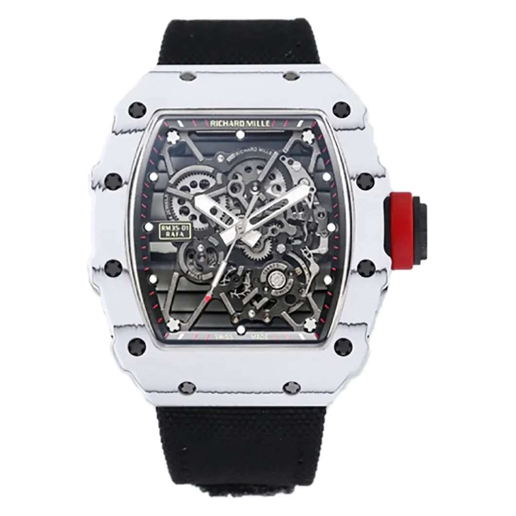 RM 035-01 Rafael Nadal White NTPT on Black Nylon Strap