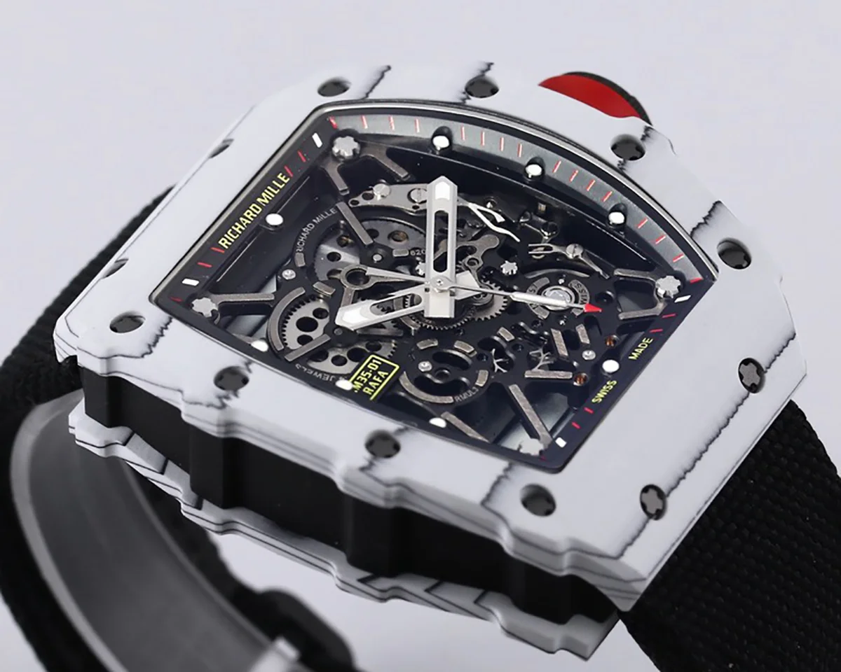 RM 035-01 Rafael Nadal White NTPT on Black Nylon Strap