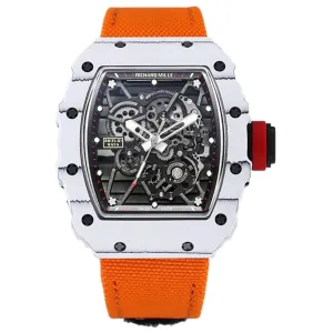 RM 035-01 Rafael Nadal White NTPT on Orange Nylon Strap