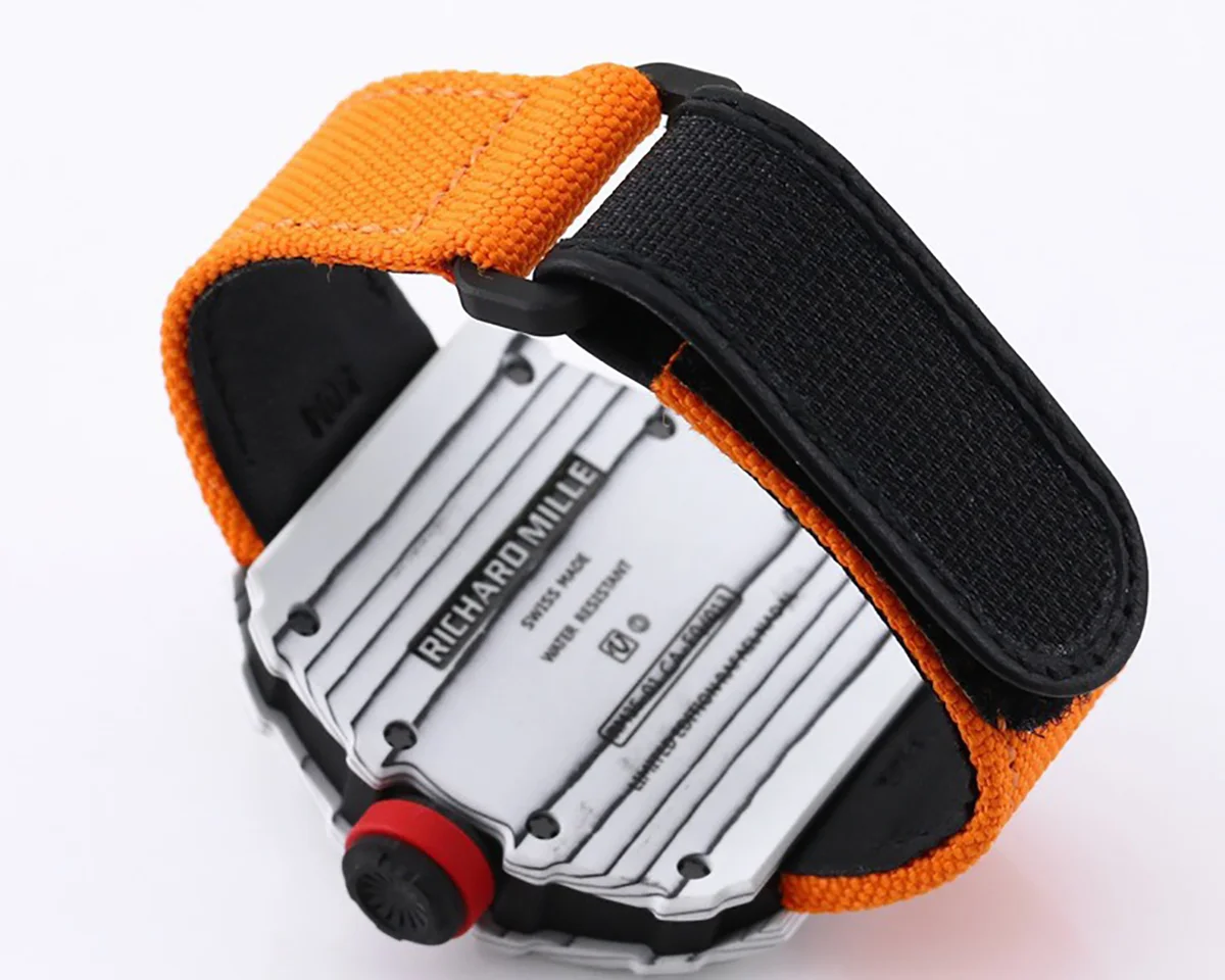 RM 035-01 Rafael Nadal White NTPT on Orange Nylon Strap