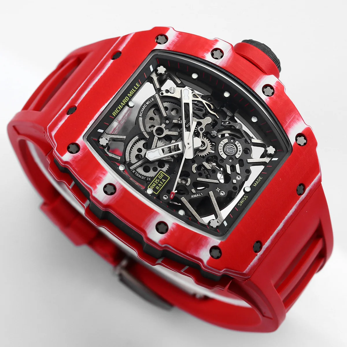 RM 035-02 Rafael Nadal TPT Red on Red Rubber Strap
