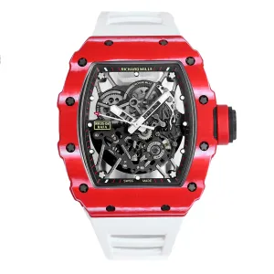RM 035-02 Rafael Nadal TPT Red on White Rubber Strap