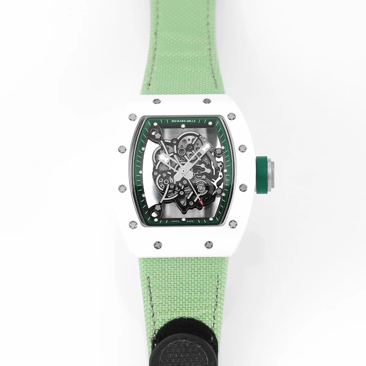 RM 055 White Bubba Watson White Ceramic on Green Nylon Strap