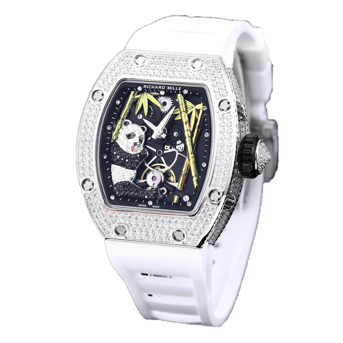 RM026-01 Tourbillon Panda in White Gold with Diamond Bezel