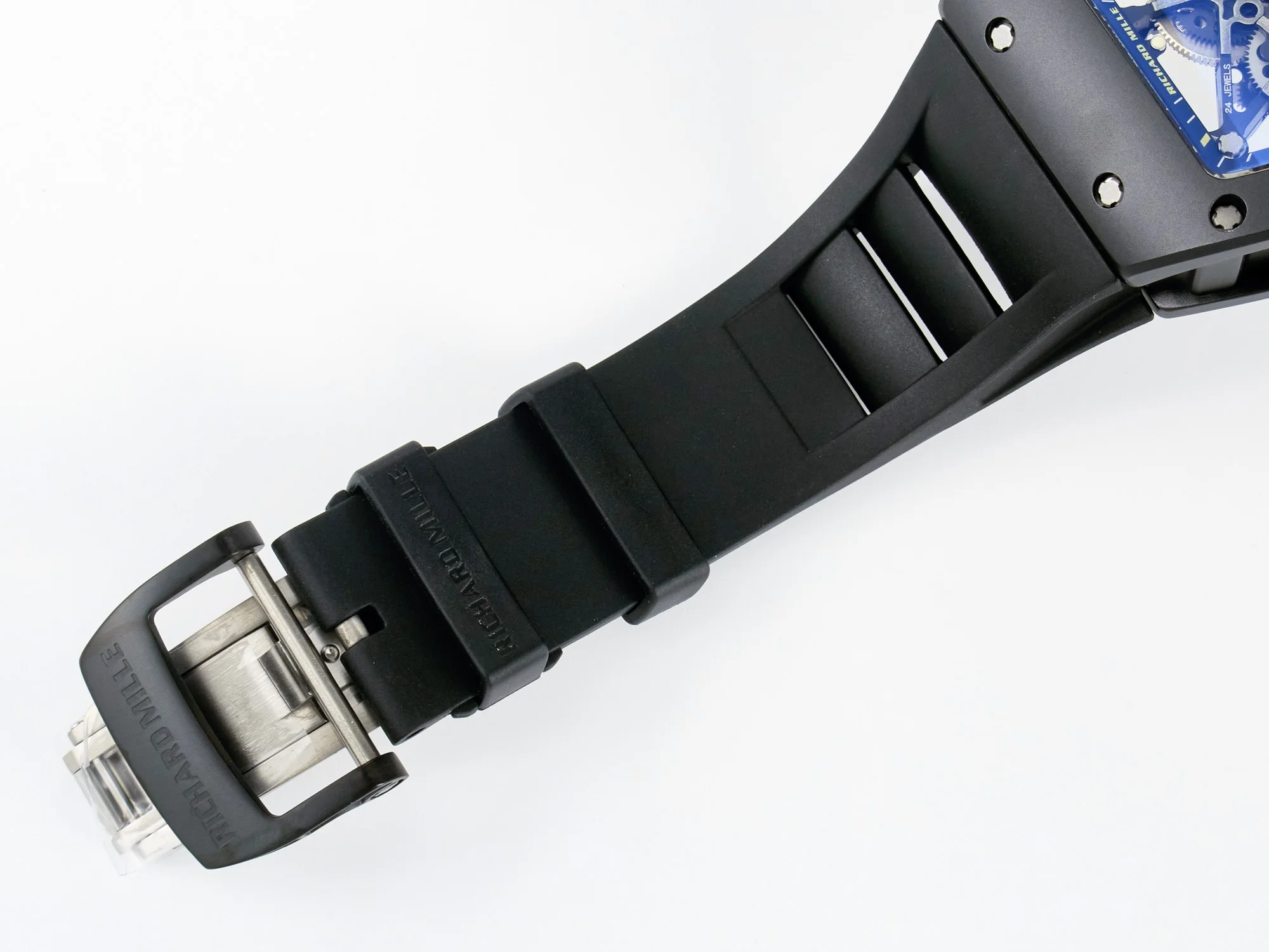 RM035-02 Black Ceramic SONIC Best Edition Skeleton Dial on Black Rubber Strap Clone RMUL1