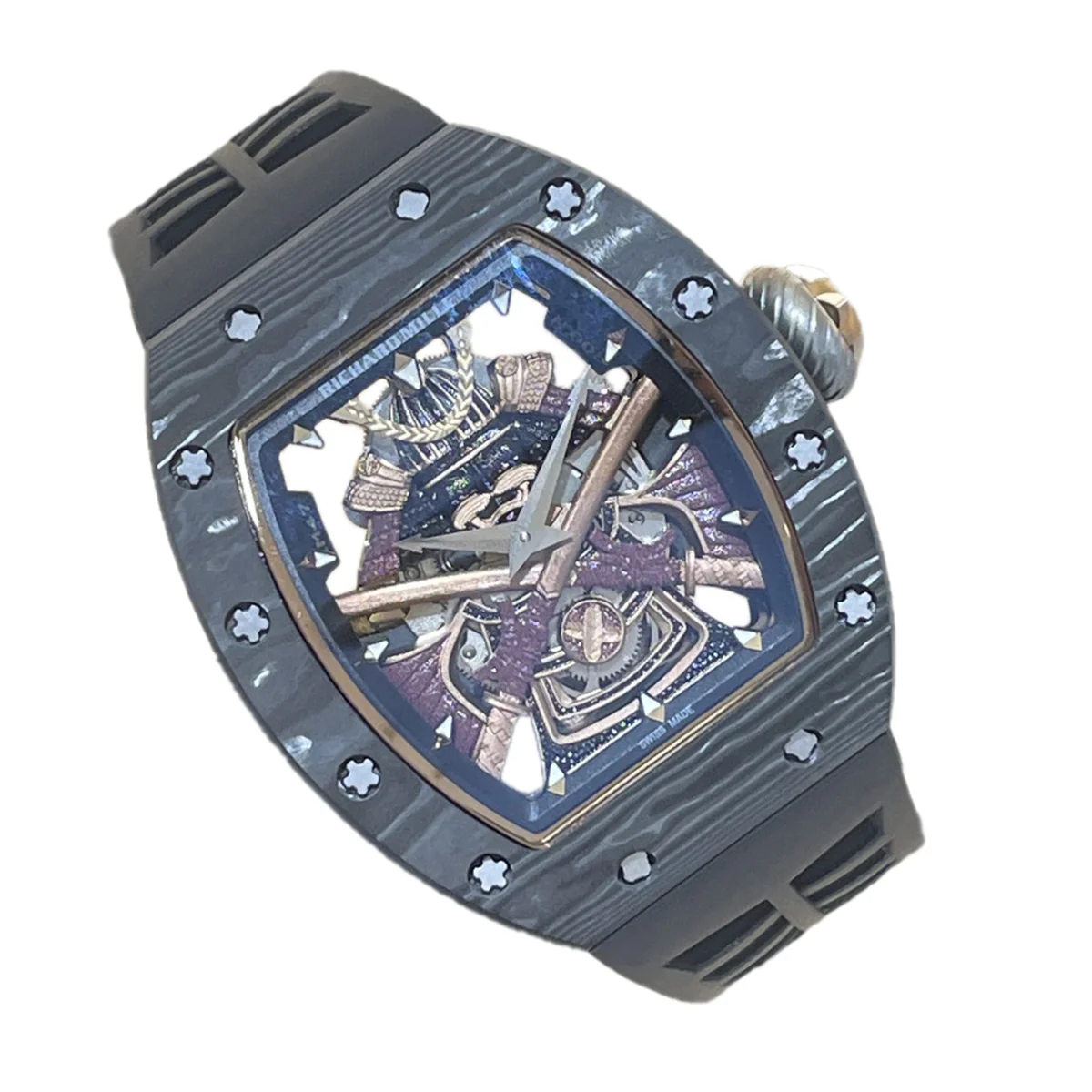 RM047 Tourbillon Samurai NTPT Carbon on Black Rubber Strap