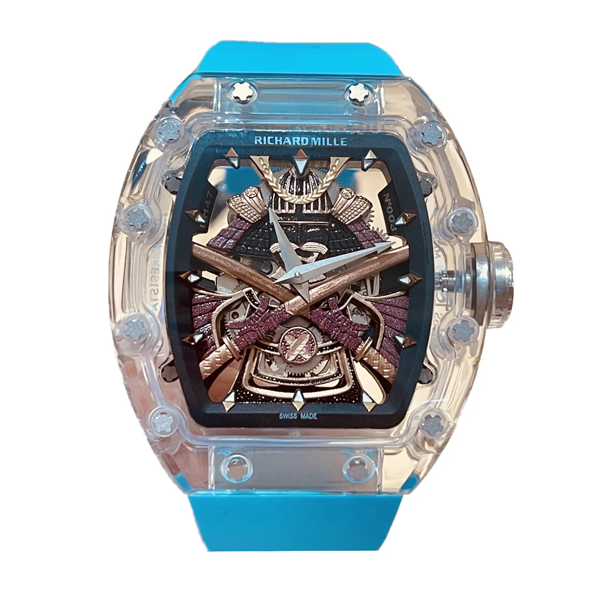 RM047 Tourbillon Samurai Sapphire on Blue Rubber Strap