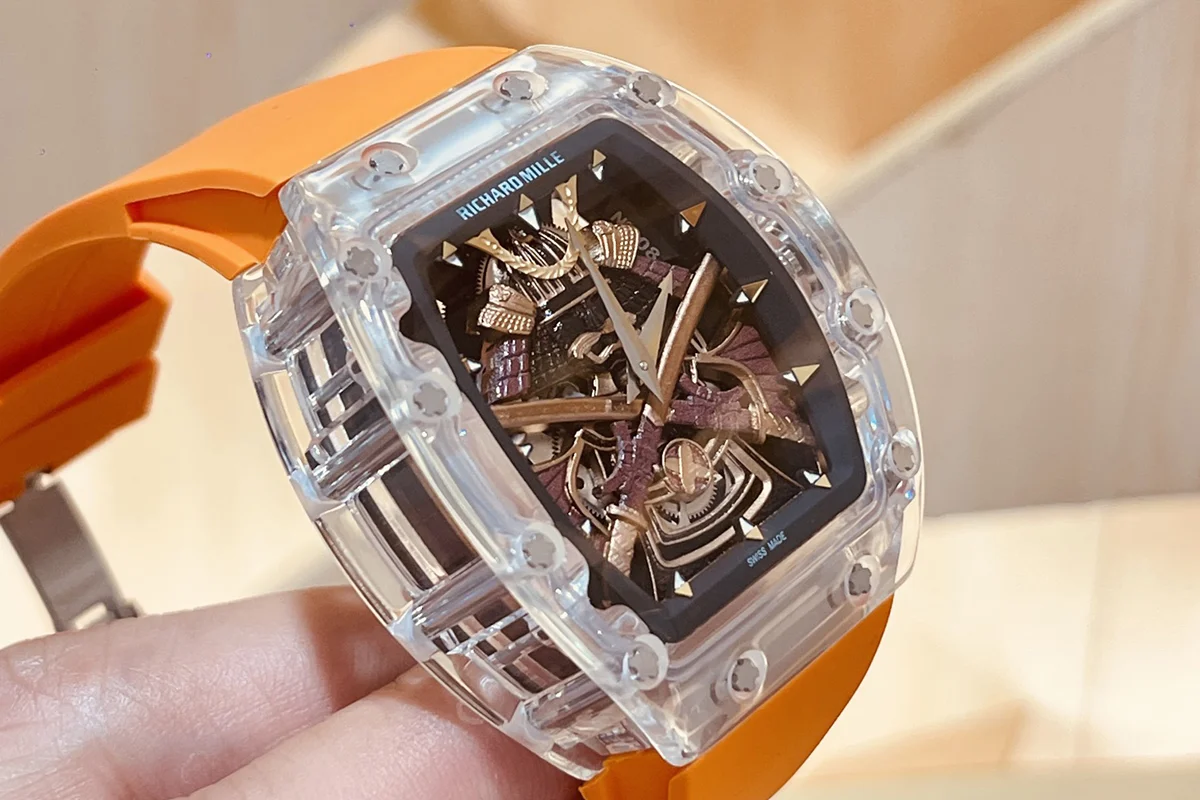 RM047 Tourbillon Samurai Sapphire on Orange Rubber Strap