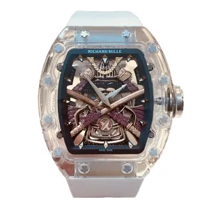 RM047 Tourbillon Samurai Sapphire on White Rubber Strap