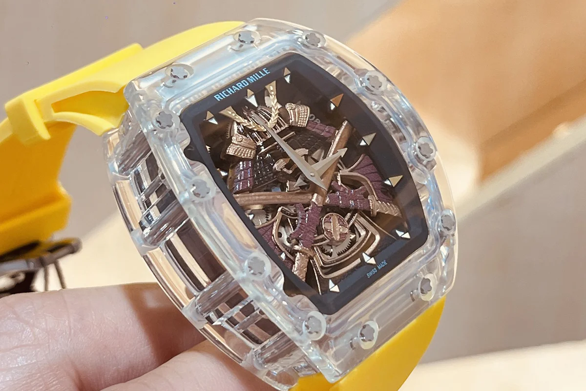RM047 Tourbillon Samurai Sapphire on Yellow Rubber Strap