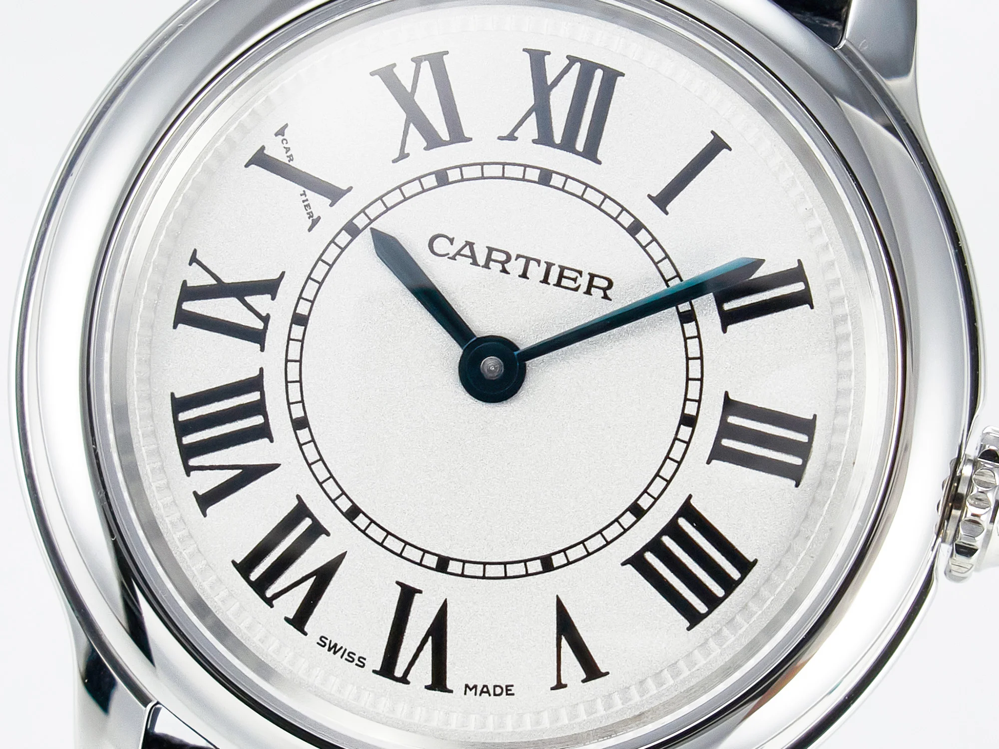 Ronde De Cartier 29mm DRF 1:1 Best Edition Sandblasted Silver-Plated White Dial on Black Leather Strap Ronda Quartz