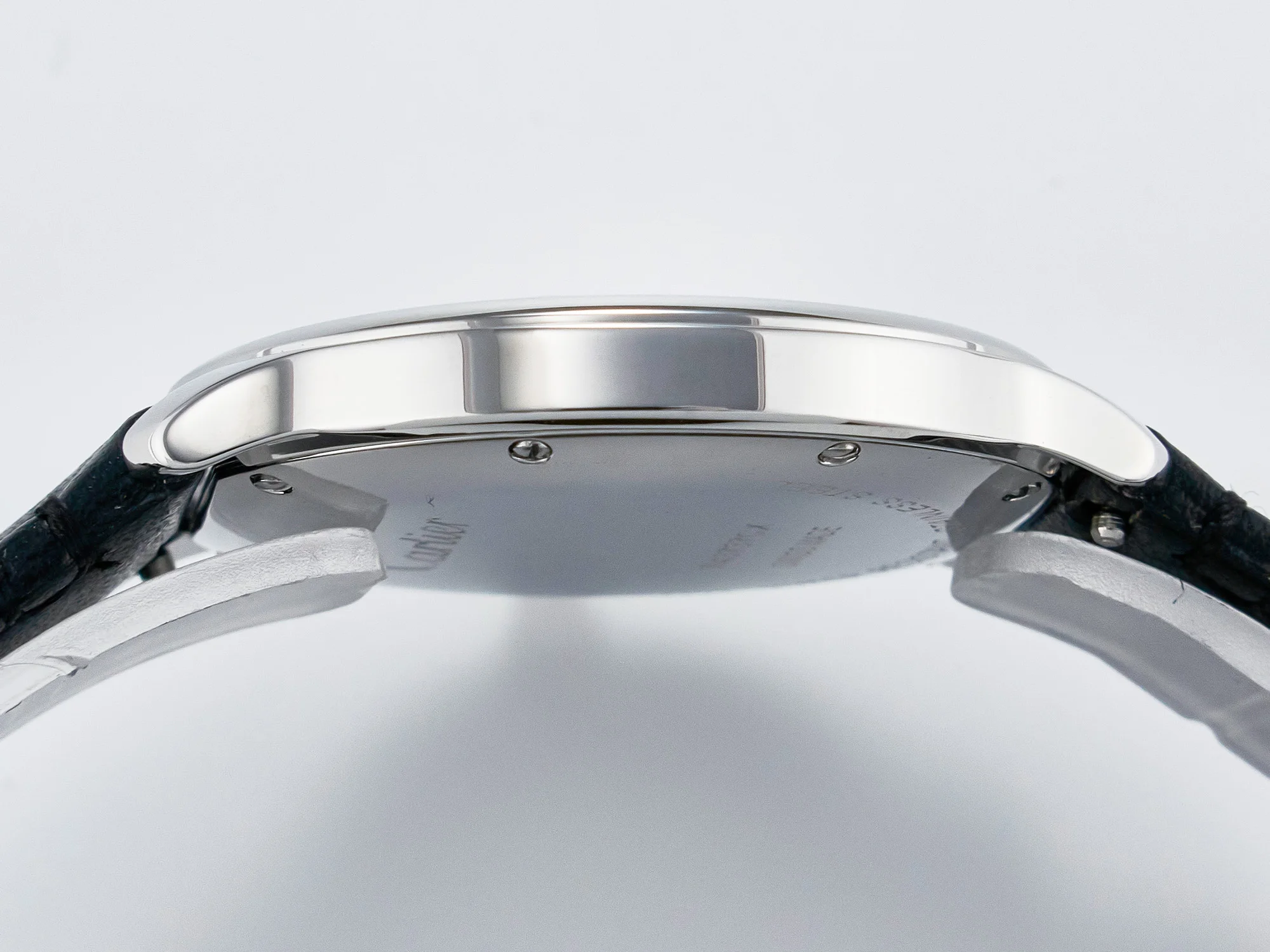 Ronde De Cartier 36mm DRF 1:1 Best Edition Sandblasted Silver-Plated White Dial on Black Leather Strap Ronda Quartz