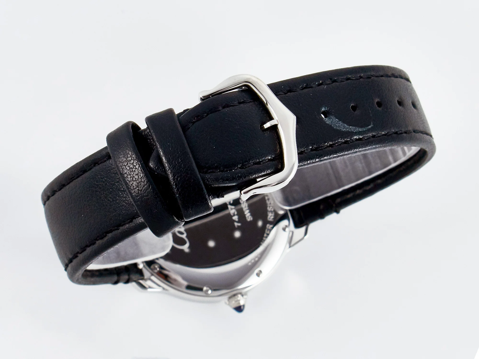 Ronde De Cartier 36mm DRF 1:1 Best Edition Sandblasted Silver-Plated White Dial on Black Leather Strap Ronda Quartz