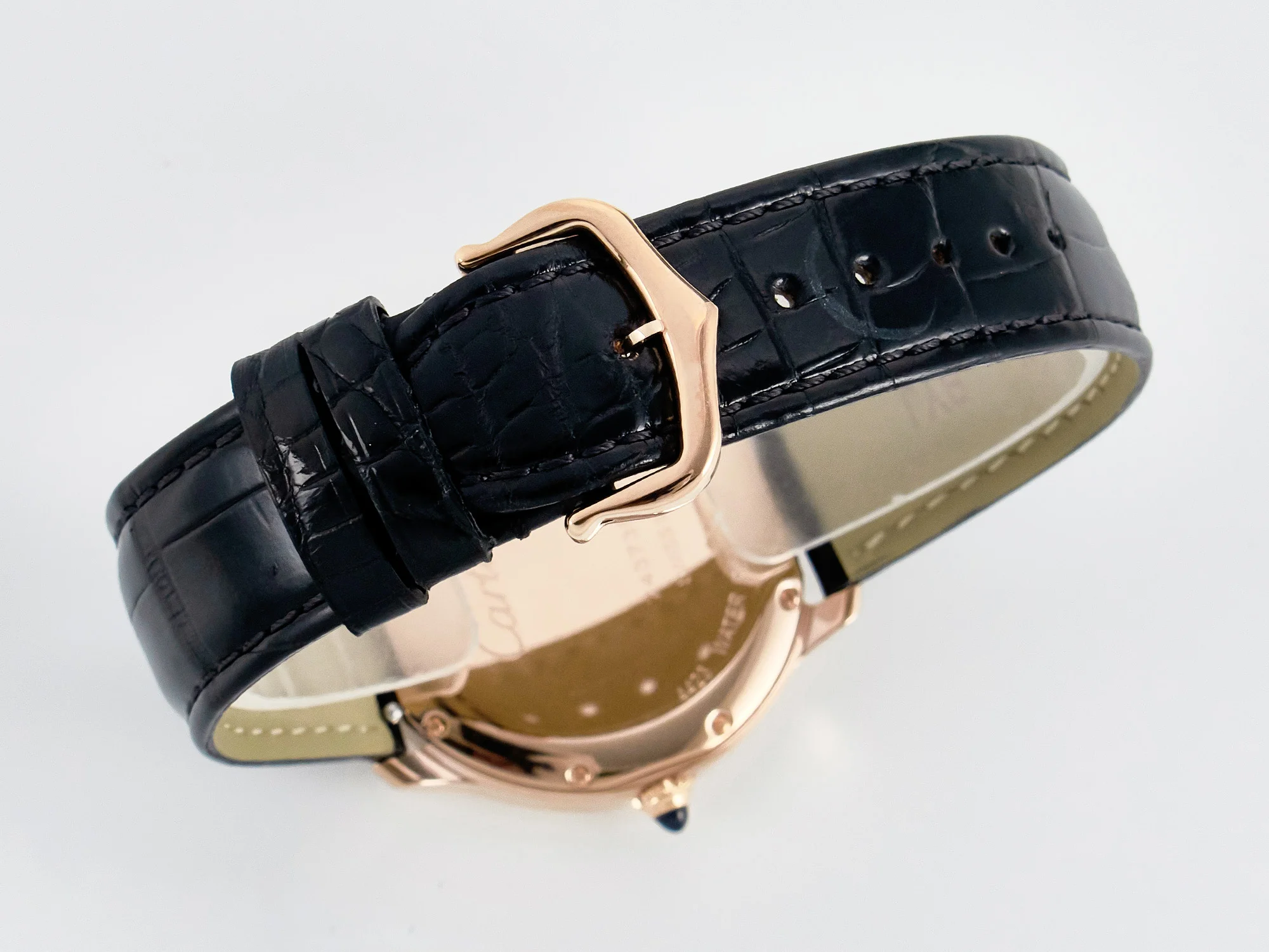 Ronde De Cartier 36mm RG DRF 1:1 Best Edition Sandblasted Silver-Plated White Dial on Black Leather Strap Ronda Quartz