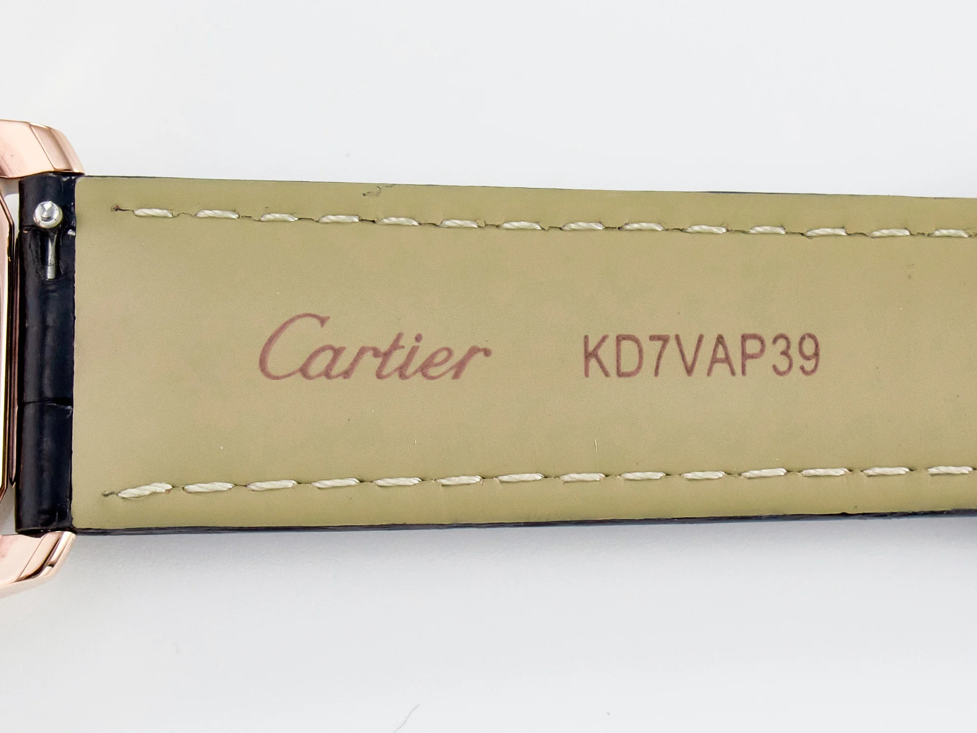Ronde Louis Cartier 36mm RG DRF 1:1 Best Edition Sandblasted Beige Dial Diamonds Bezel on Black Leather Strap Ronda Quartz