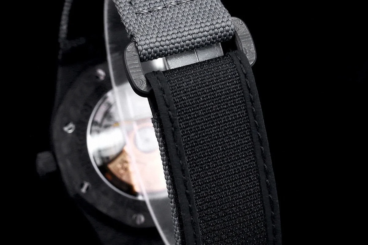 Royal Oak 15400 Black Dial in Carbon Fibre on Grey Nylon Strap