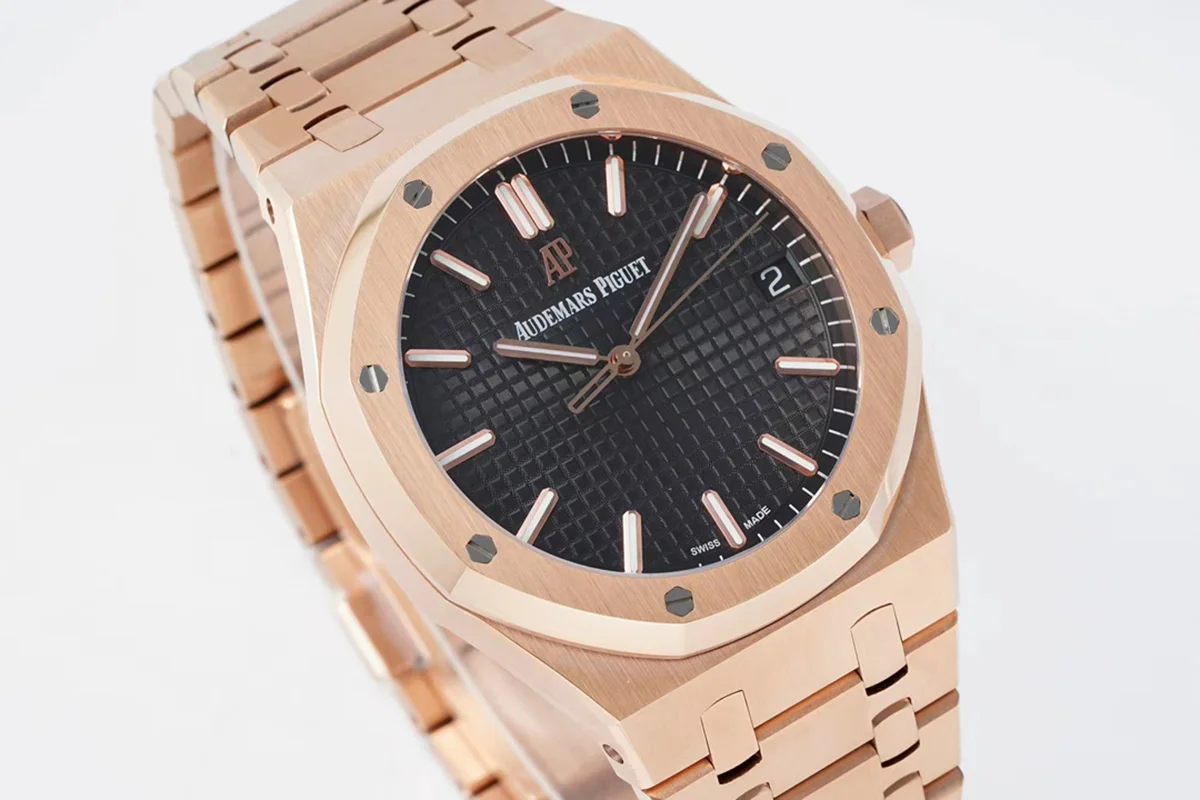 Royal Oak 15450ST 37mm Black Dial in Frosted Rose Gold
