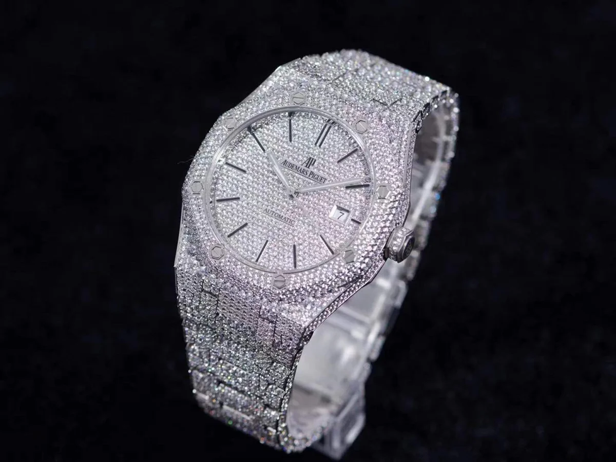 Royal Oak 41mm 15400 Iced Out Steel in Stick Markers