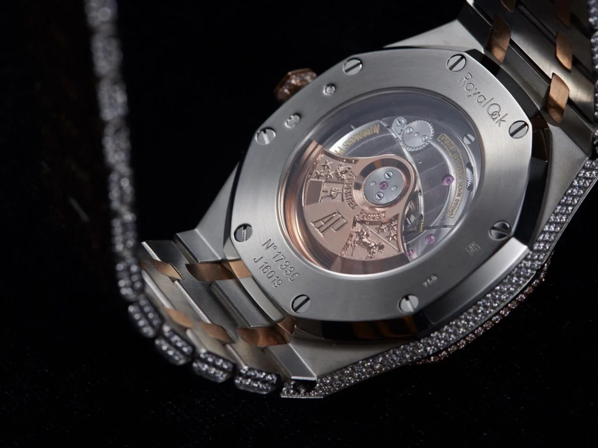 Royal Oak 41mm 15400 Iced Out Steel/Rose Gold in Stick Markers