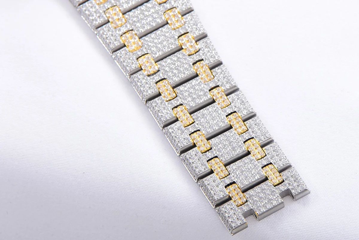 Royal Oak 41mm 15400 Iced Out Steel/Yellow Gold in Arabic Markers