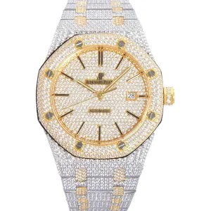 Royal Oak 41mm 15400 Iced Out Steel/Yellow Gold in Stick Markers