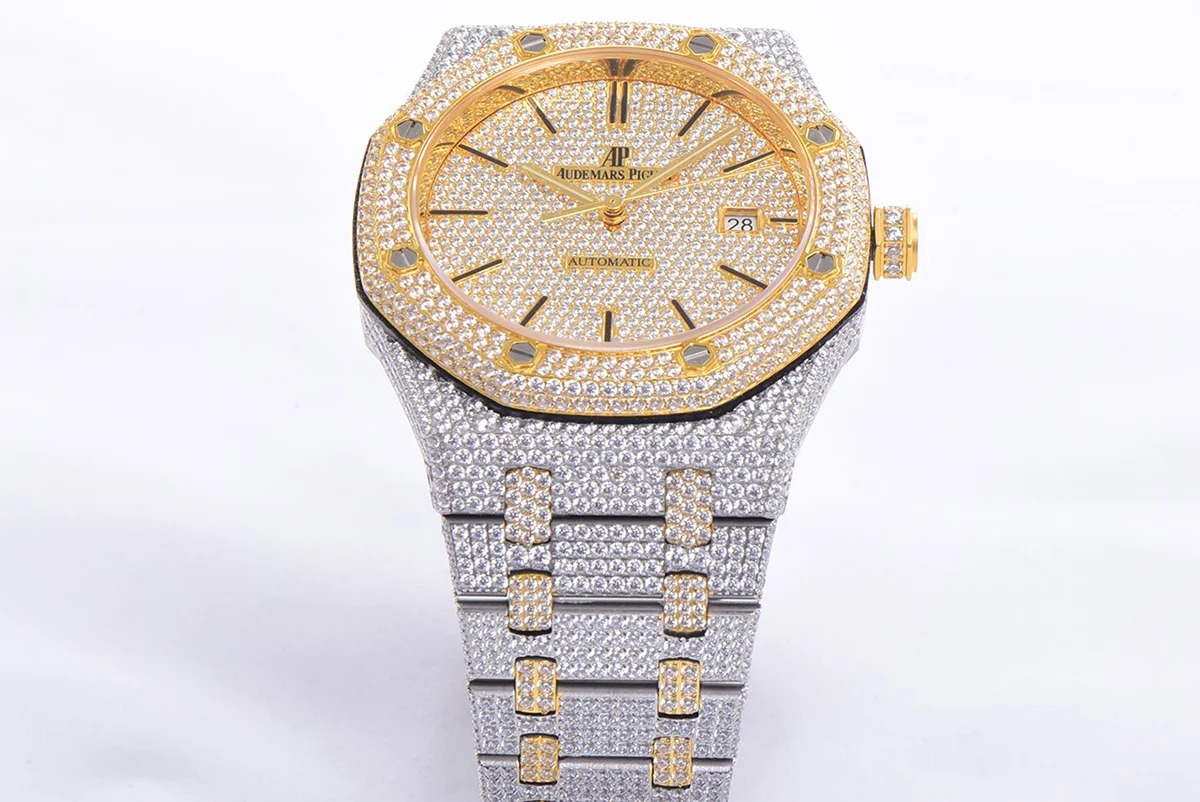 Royal Oak 41mm 15400 Iced Out Steel/Yellow Gold in Stick Markers