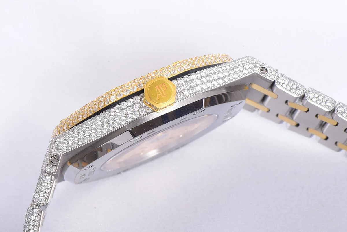 Royal Oak 41mm 15400 Iced Out Steel/Yellow Gold in Stick Markers