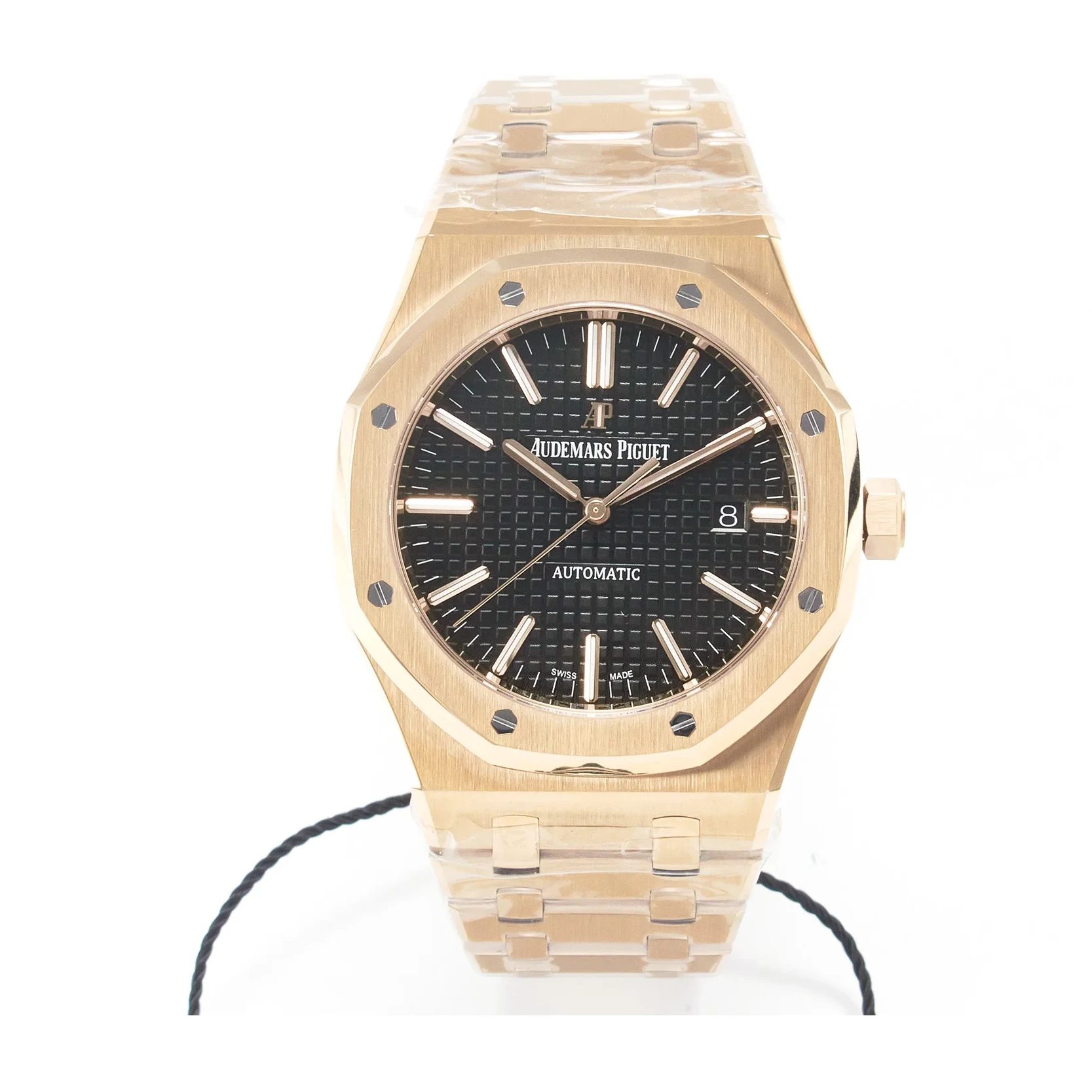 Royal Oak 41mm 15400 RG ZF 1:1 Best Edition Black Textured Dial on RG Bracelet V2 SA3120 Super Clone