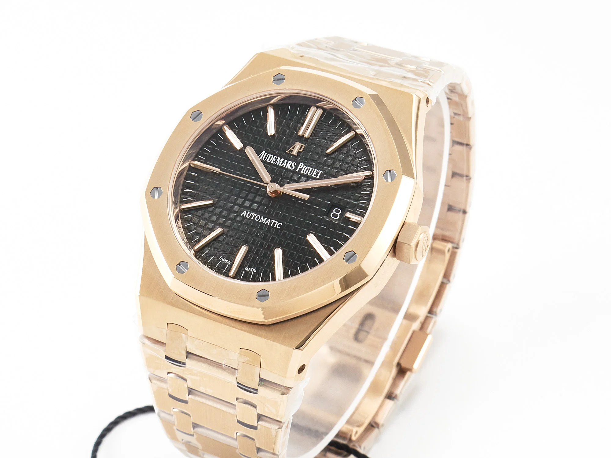Royal Oak 41mm 15400 RG ZF 1:1 Best Edition Black Textured Dial on RG Bracelet V2 SA3120 Super Clone