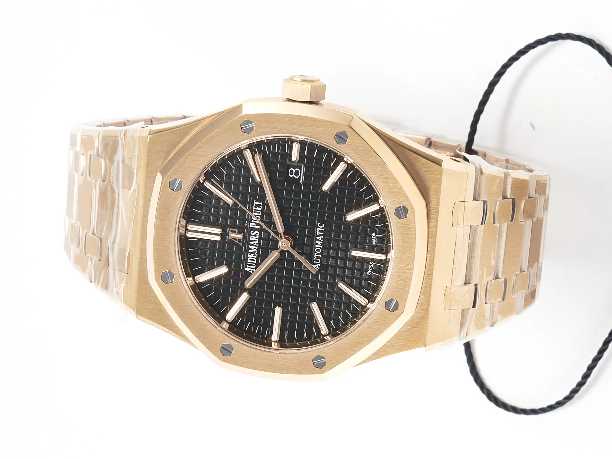 Royal Oak 41mm 15400 RG ZF 1:1 Best Edition Black Textured Dial on RG Bracelet V2 SA3120 Super Clone