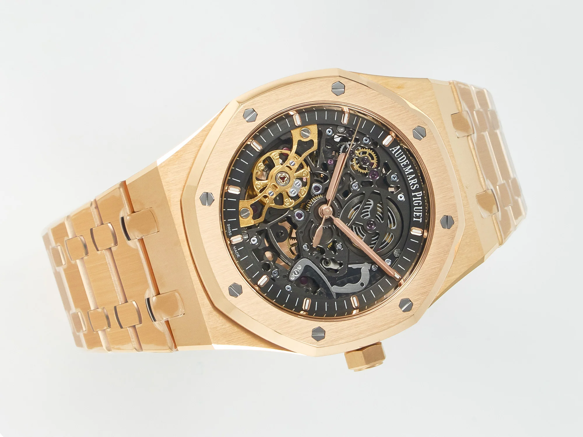 Royal Oak 41mm Skeleton 15407 RG ZF 1:1 Best Edition Skeleton Dial on RG Bracelet A3132