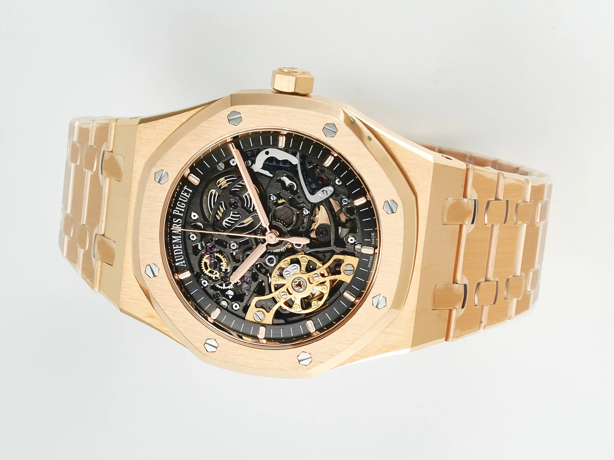 Royal Oak 41mm Skeleton 15407 RG ZF 1:1 Best Edition Skeleton Dial on RG Bracelet A3132