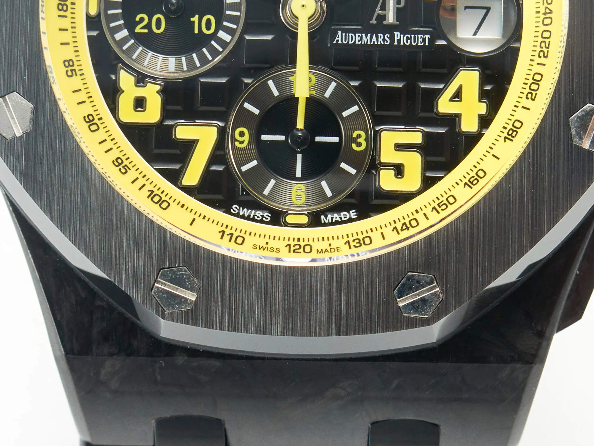 Royal Oak Offshore Bumble Bee Forged Carbon 1:1 JF Best Edition on Leather Strap A7750 w/ Cyclops & DW Mod