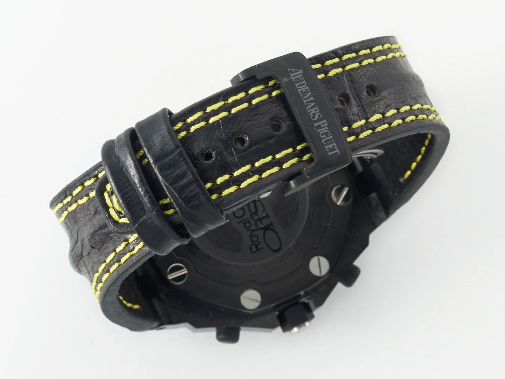 Royal Oak Offshore Bumble Bee Forged Carbon 1:1 JF Best Edition on Leather Strap A7750 w/ Cyclops & DW Mod