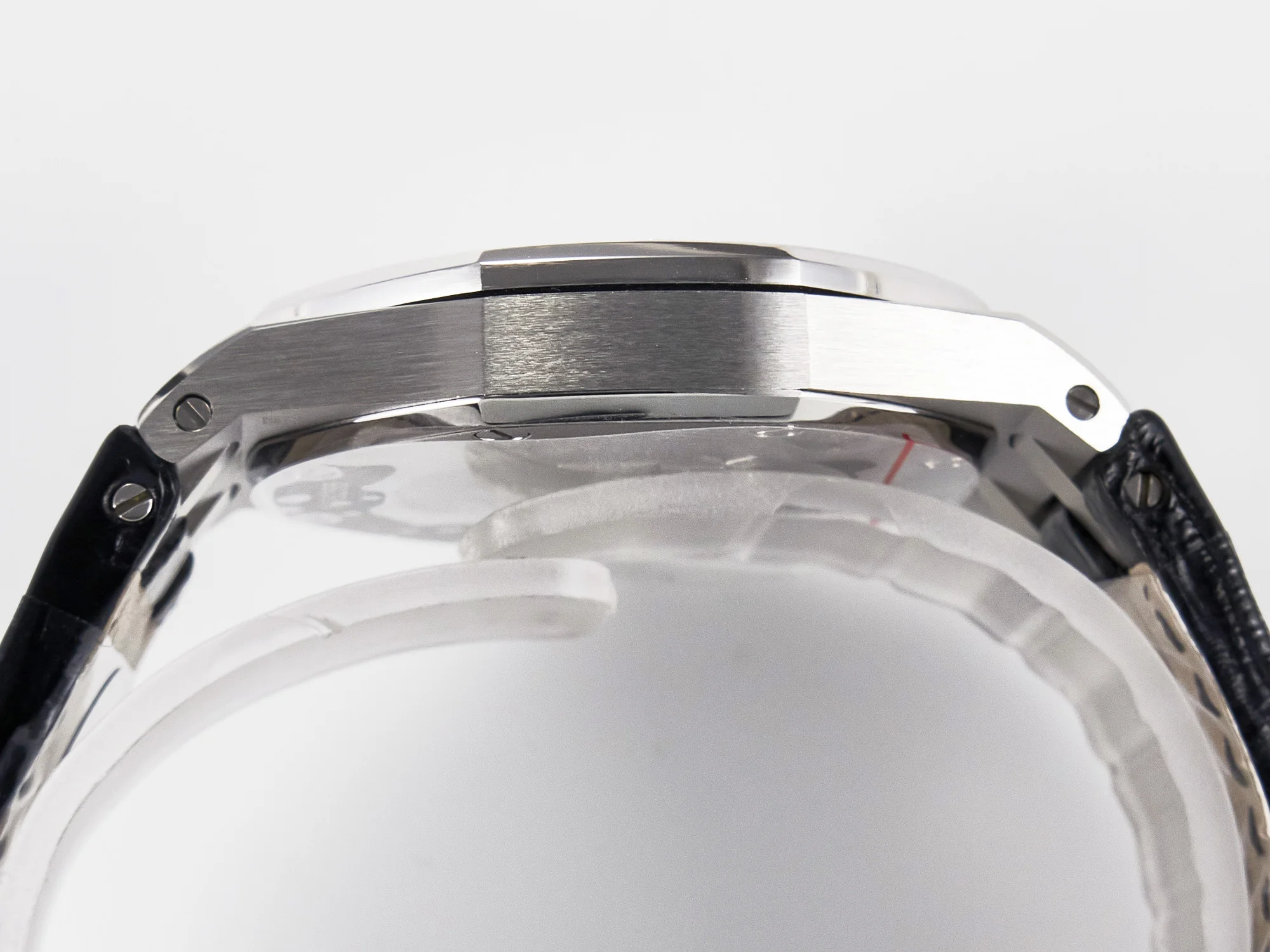 Royal Oak Offshore Ladies 33mm SS DRF Best Edition Black Dial Diamonds Bezel on Black Leather Strap ETA Quartz