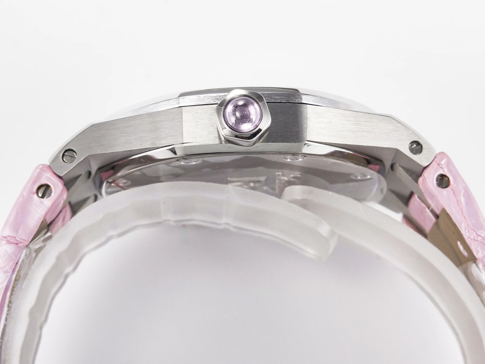 Royal Oak Offshore Ladies 33mm SS DRF Best Edition Pink Dial Diamonds Bezel on Pink Leather Strap ETA Quartz