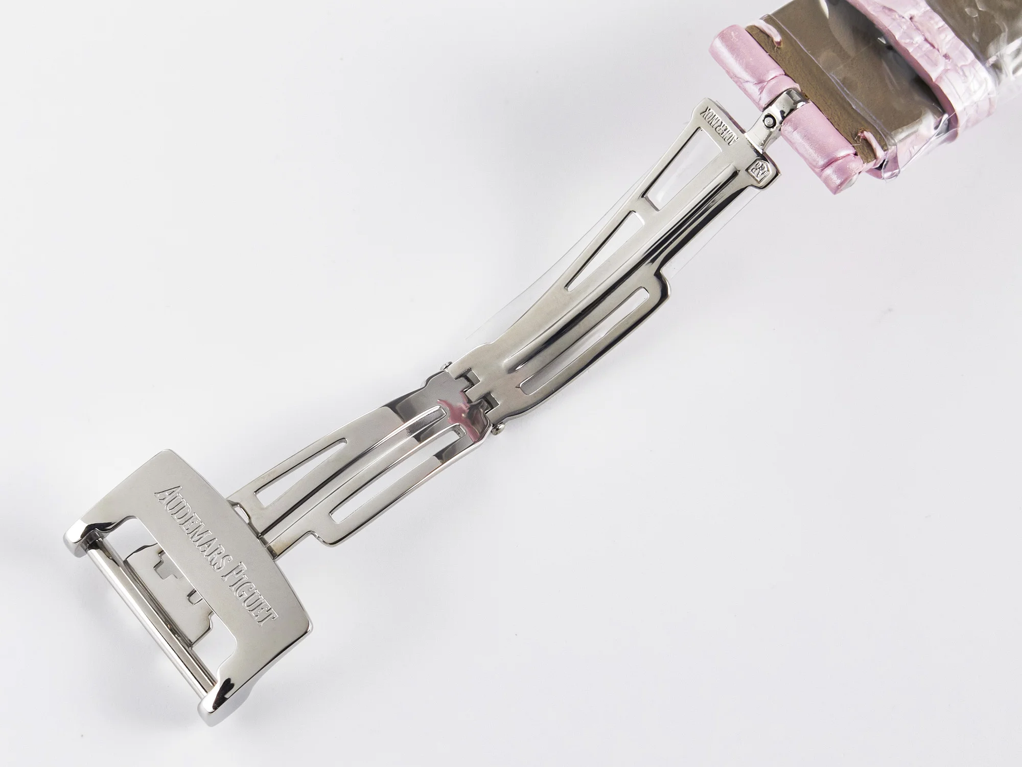 Royal Oak Offshore Ladies 33mm SS DRF Best Edition Pink Dial Diamonds Bezel on Pink Leather Strap ETA Quartz