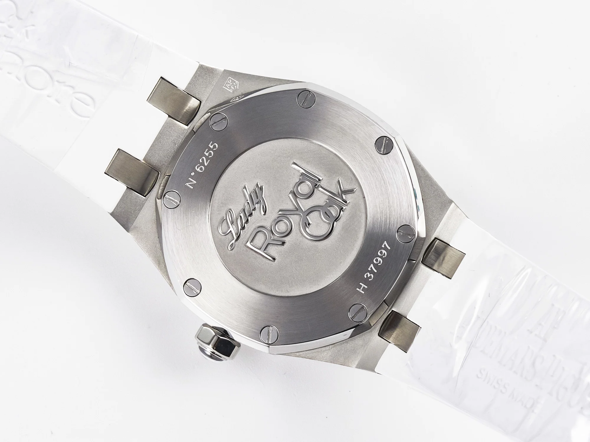 Royal Oak Offshore Ladies 33mm SS DRF Best Edition White Dial Diamonds Bezel on White Rubber Strap ETA Quartz