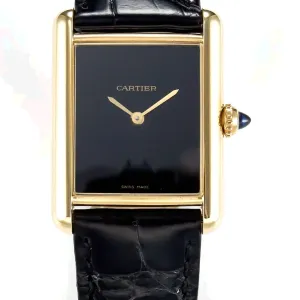 Tank Louis Cartier Large YG 33.7mm DRF 1:1 Best Edition Black Dial on Black Leather Strap Swiss Quartz